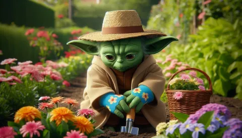 Yoda in de tuin